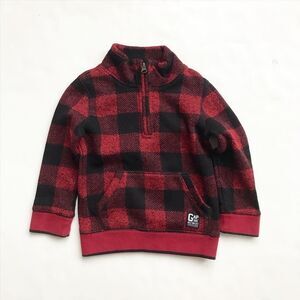 BABygap red/black buffalo plaid half zip sweater EUC 3T